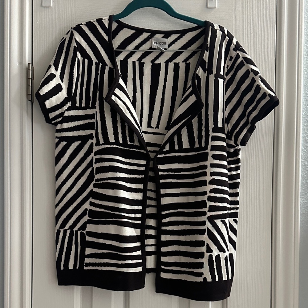 Chico's Chocolate Brown Zebra Print Open Front Cardigan Animal Print Women’s 2